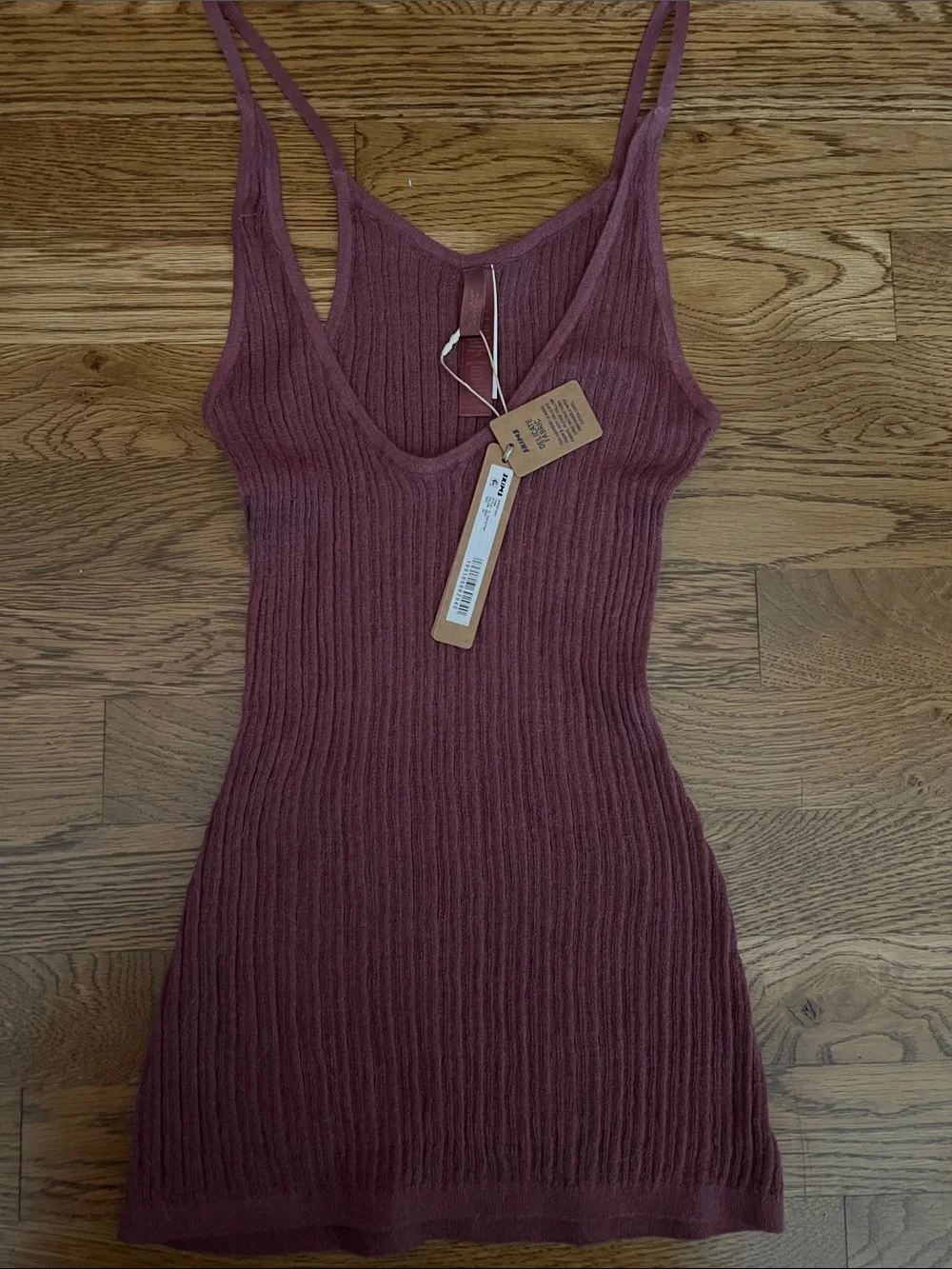 SKIMS Sheer Ribbed knit Tank in Beet - Picture 1 of 2